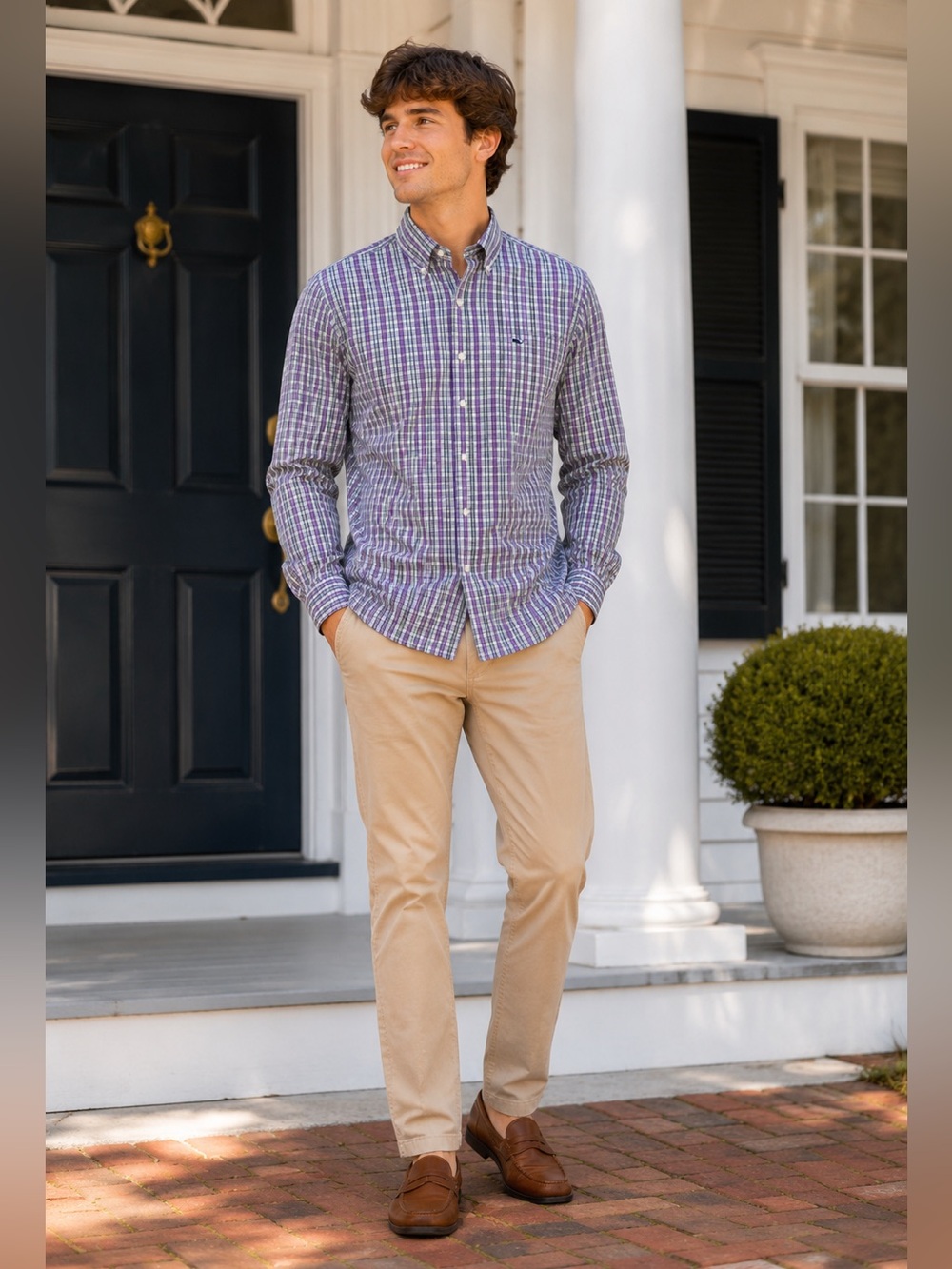 Vineyard Vines Whale Shirt Plaid Button Down Men’s Small Preppy Coastal Casual